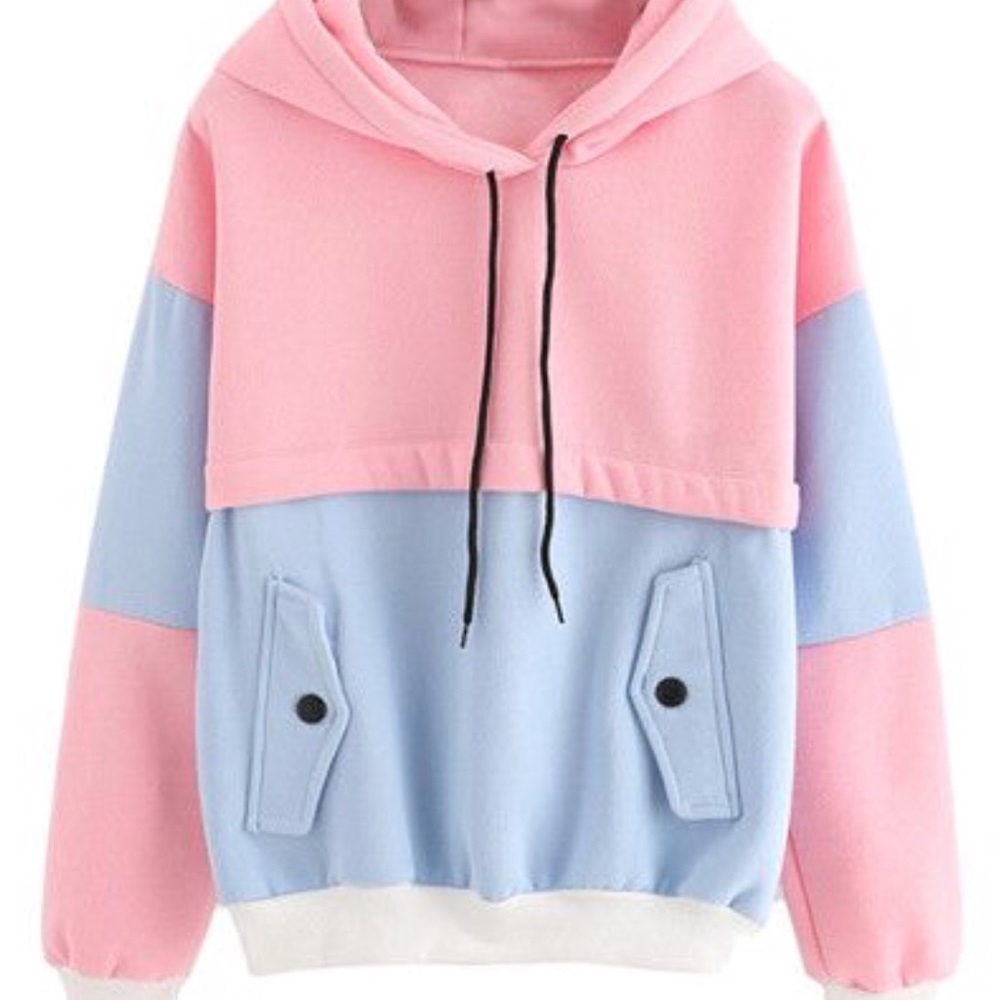 Harajuku Pastel Pink Blue Small Female Hoodie